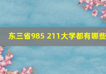 东三省985 211大学都有哪些